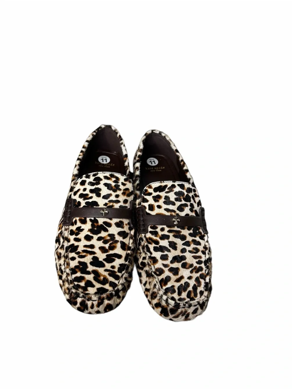 kate spade flower stud moccasin, NWB, SIZE 11, color is cashew milk multi